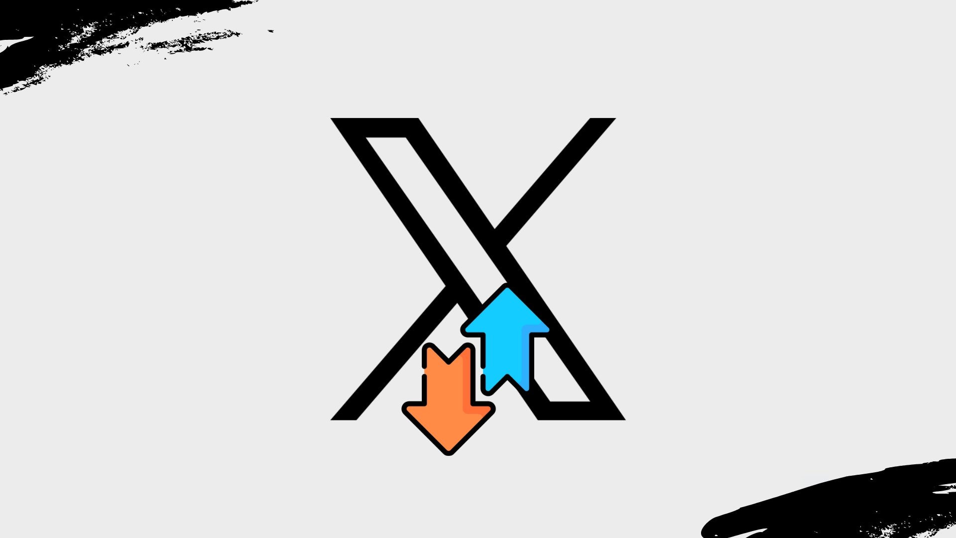 Logo da X com setas para cima e baixo