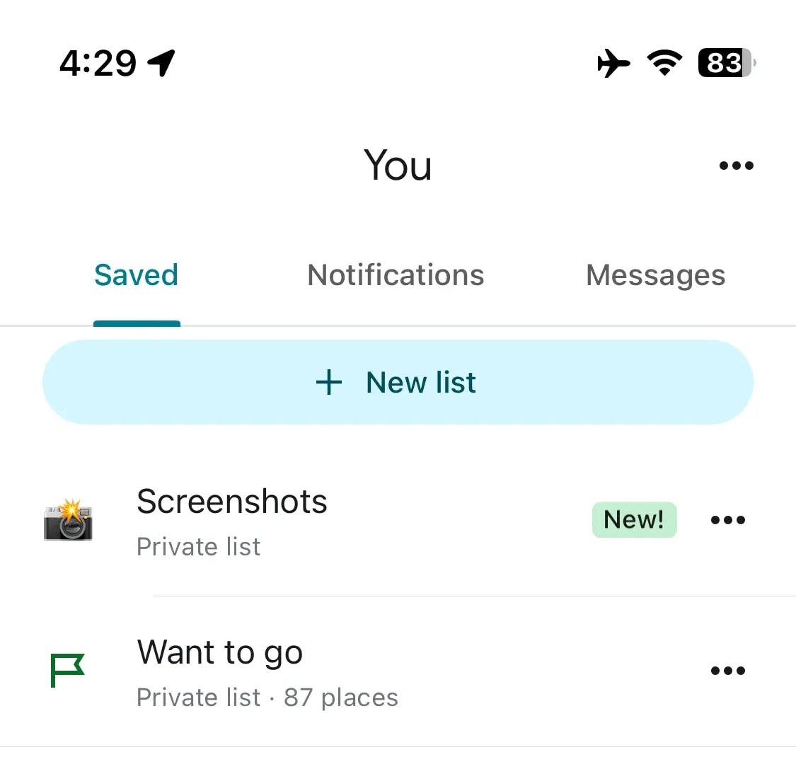 lista dedicada de capturas de ecrã no maps