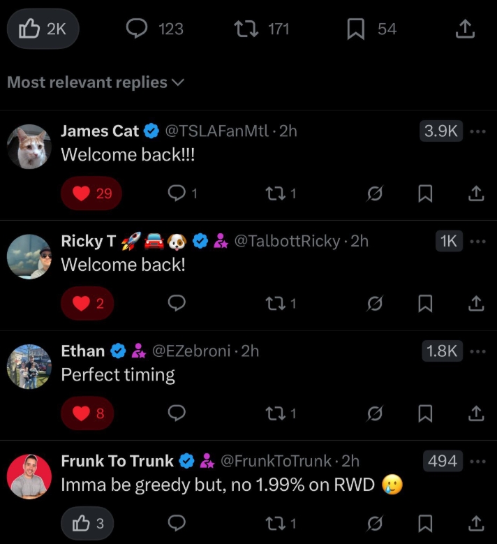 novos comentários da X