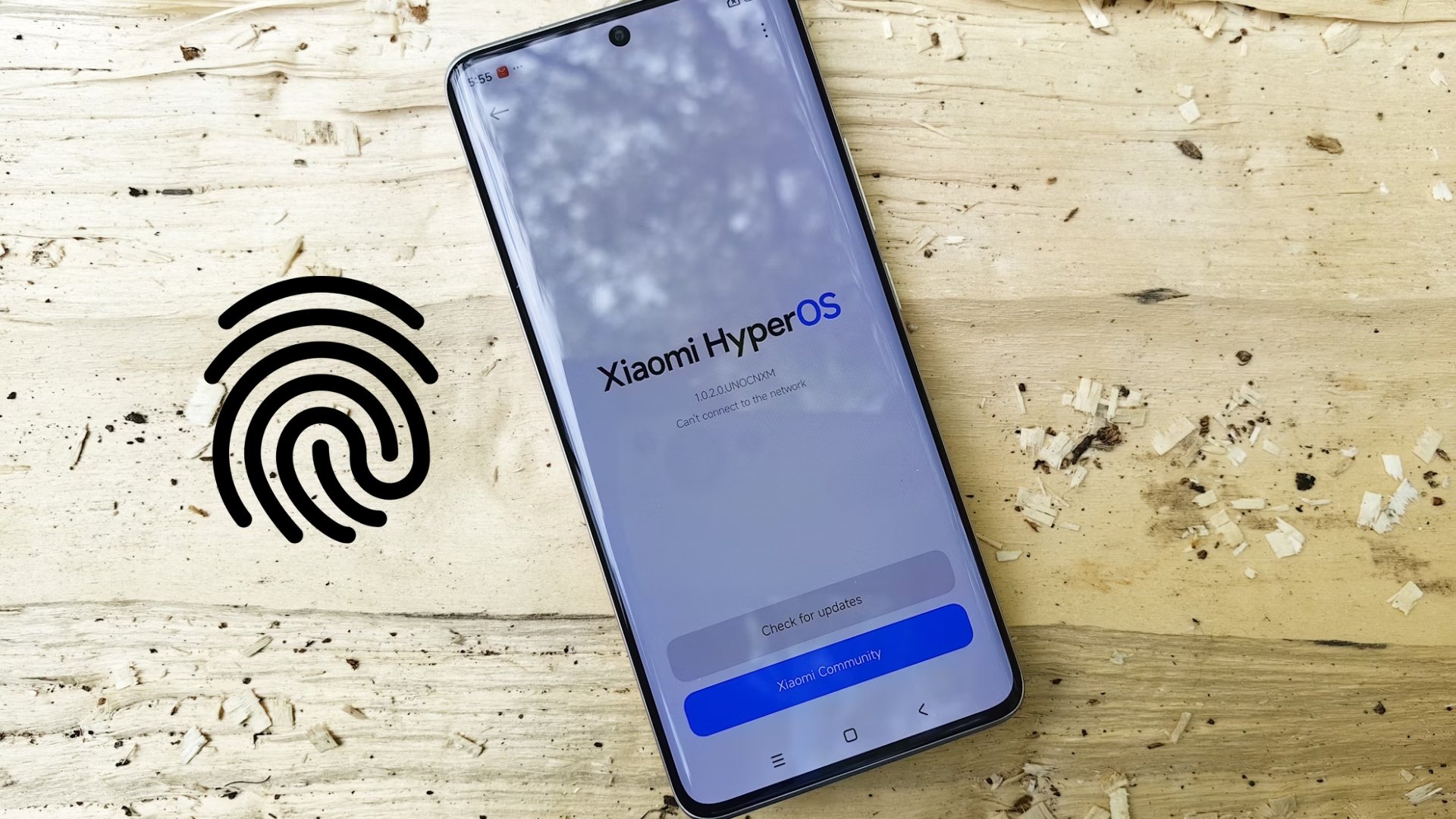 Dispositivo da Xiaomi com impressão digital ao lado