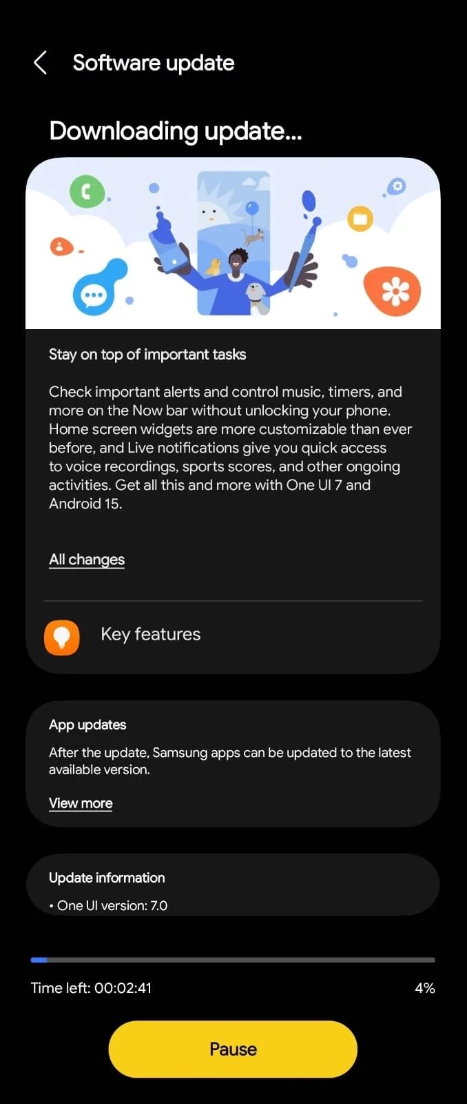 imagem da atualização do Galaxy Z Flip 3 para a One UI 7