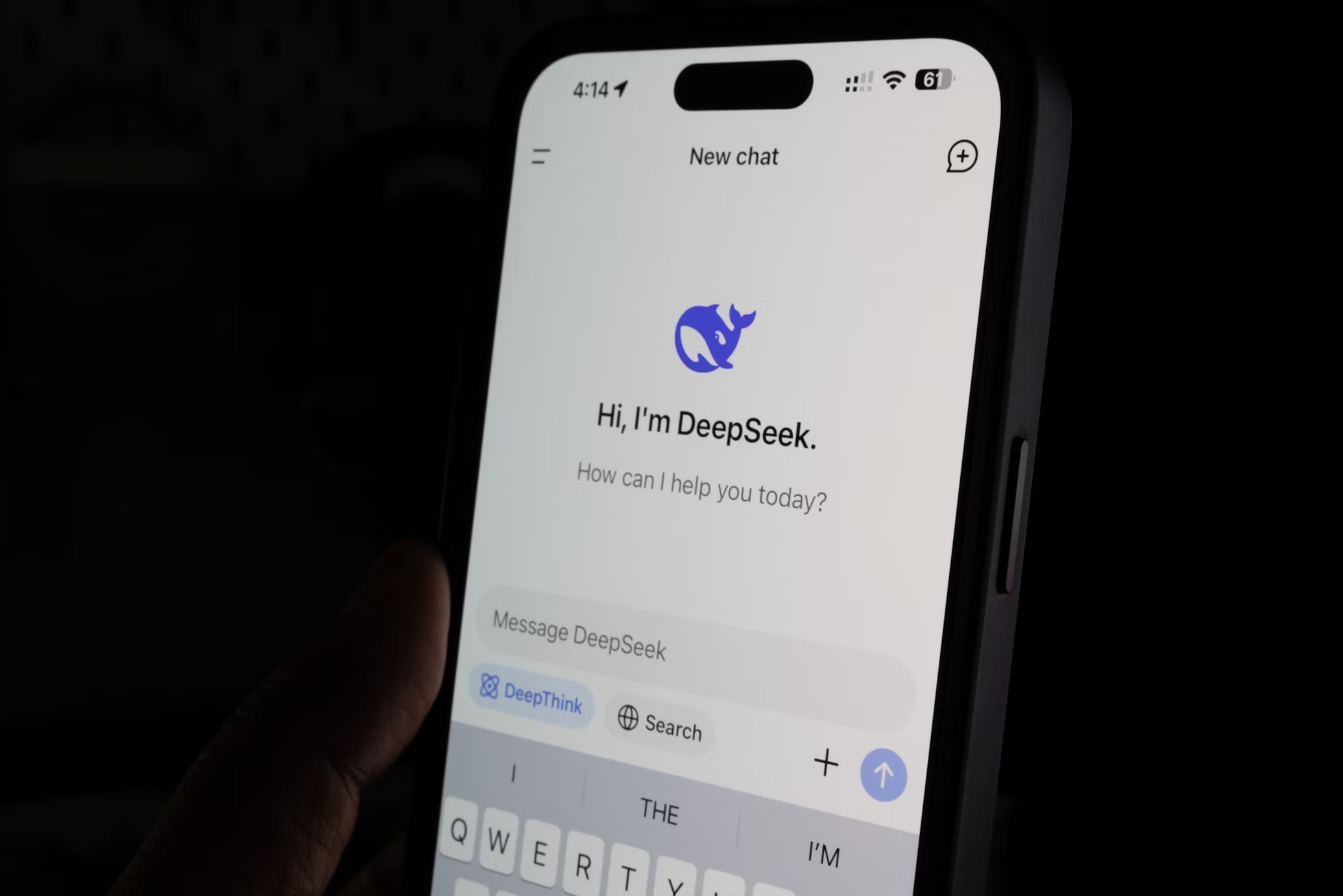 Logo da DeepSeek em app de dispositivo móvel