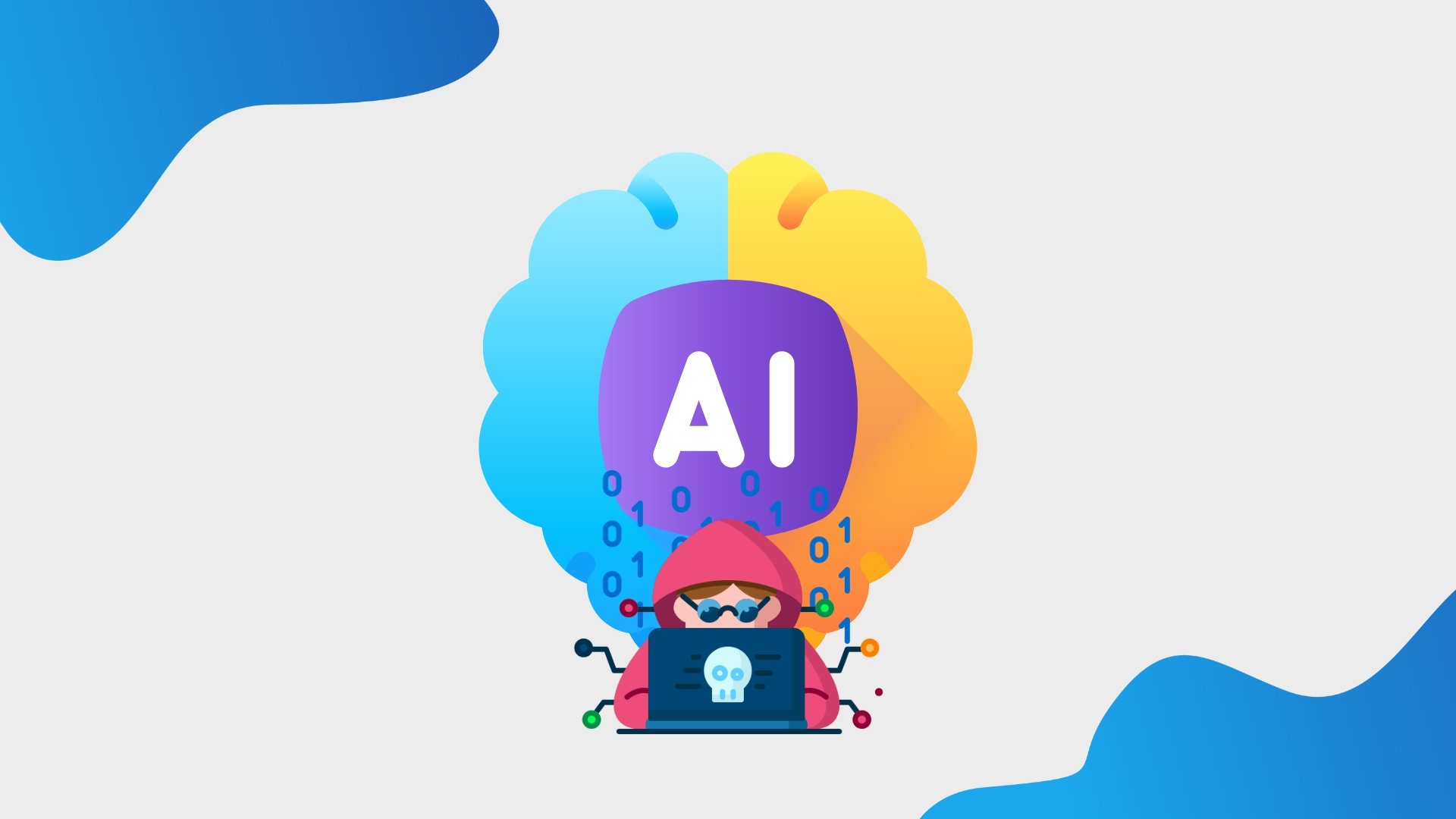 Hacker em frente de um logo de IA
