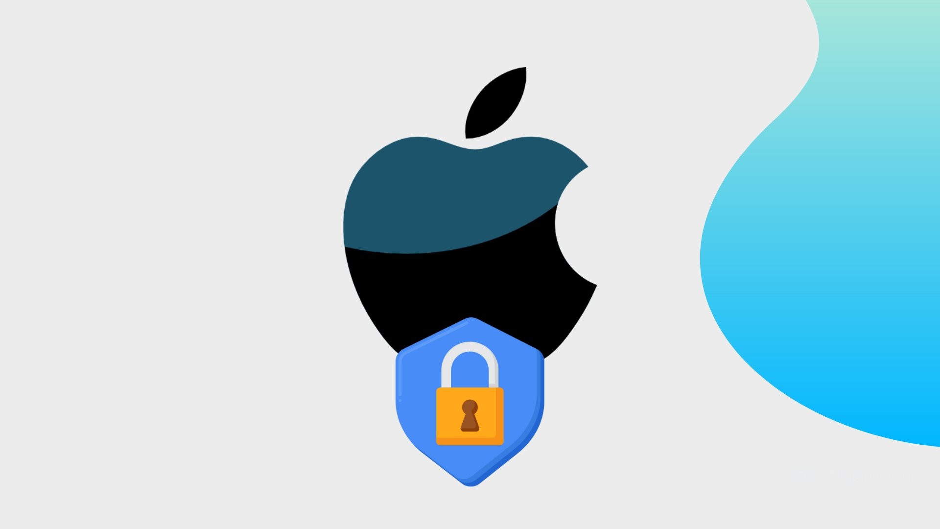 Apple com logo de privacidade em baixo