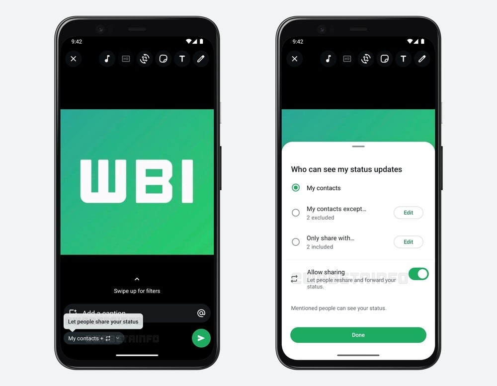 Whatsapp com partilha alargada de status