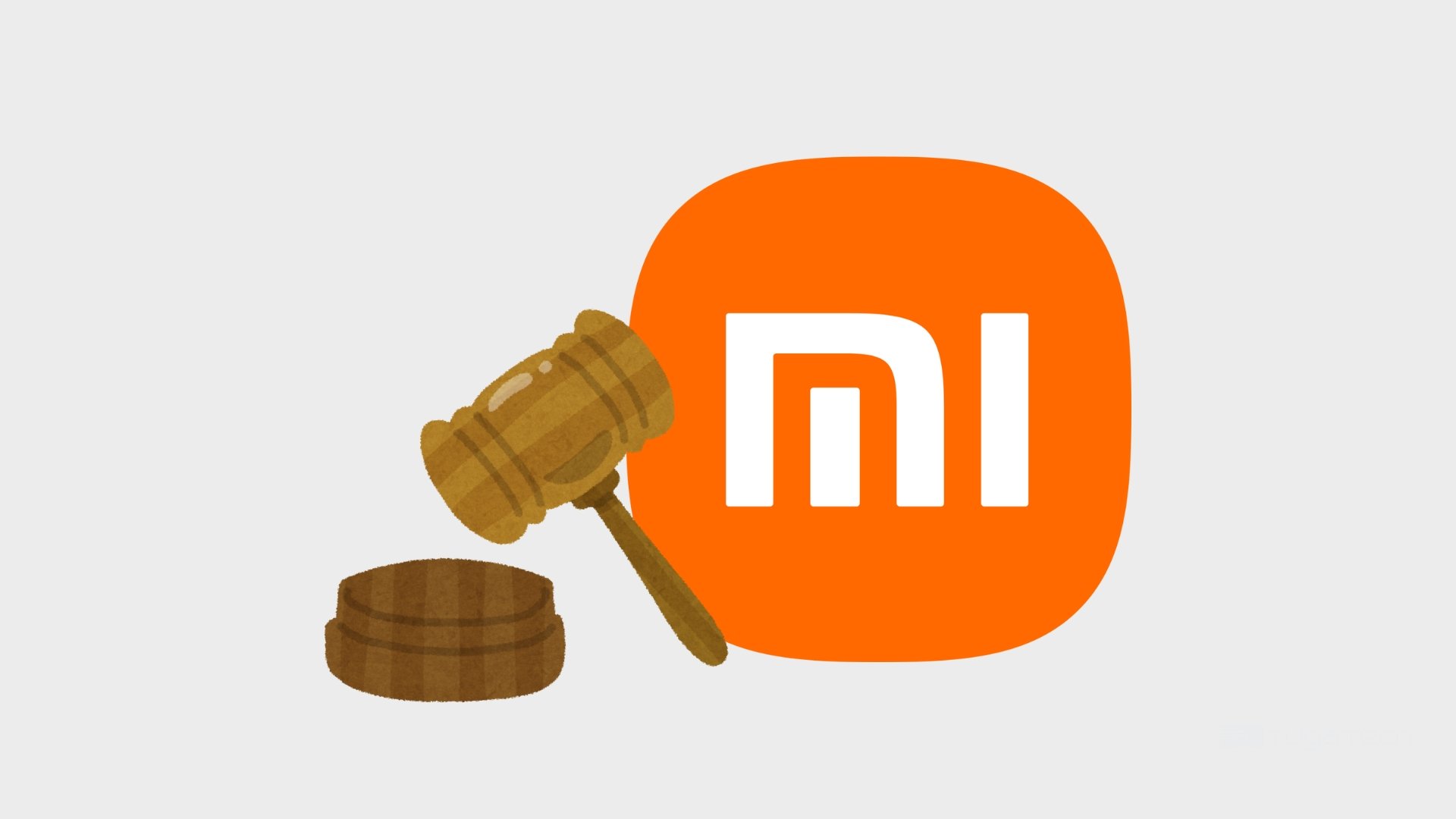 Logo da Xiaomi com martelo da justiça