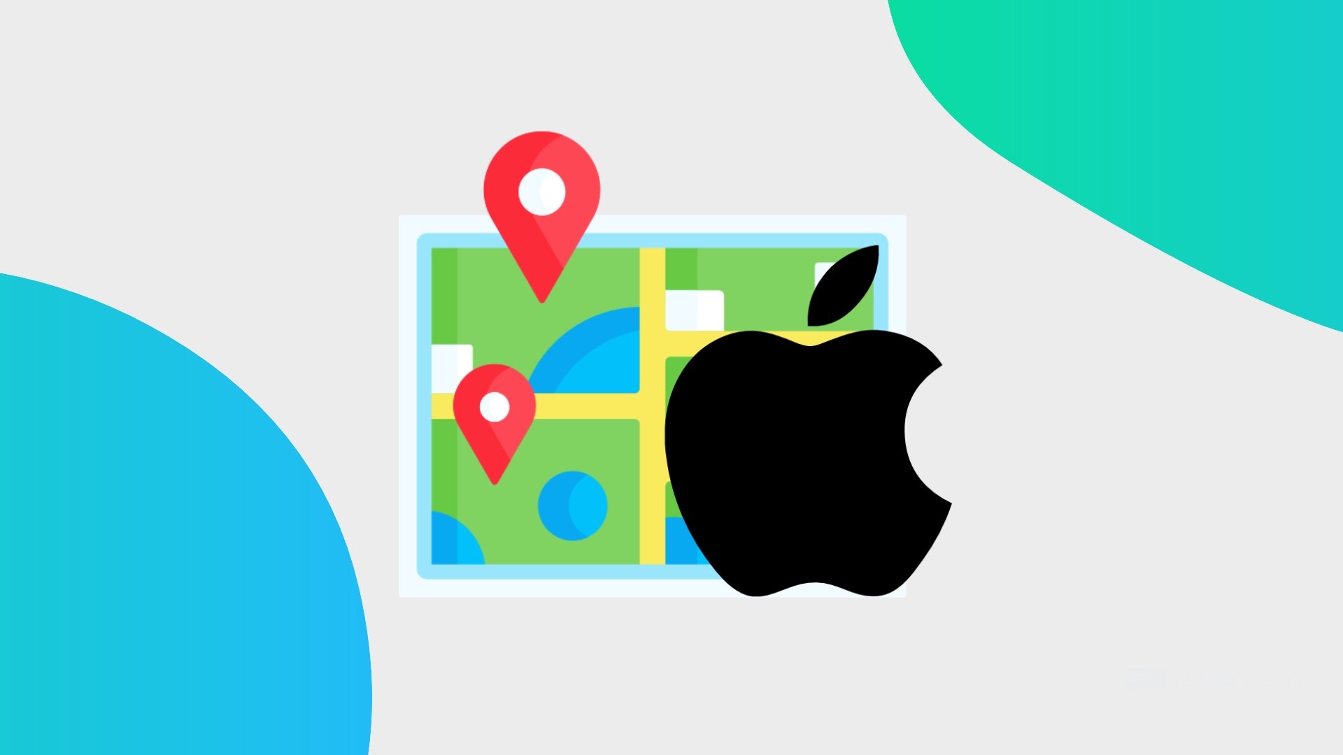 Apple com mapas de fundo