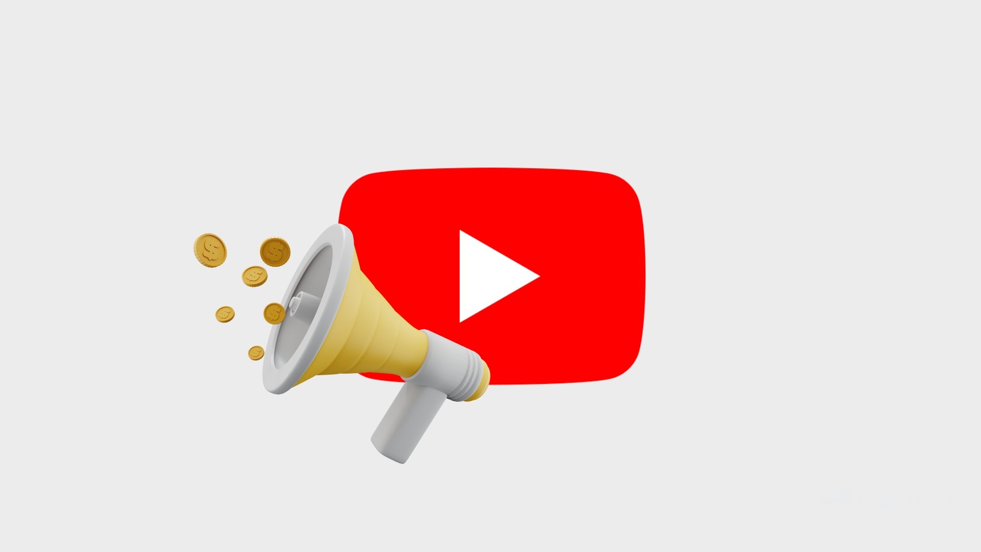 YouTube com megafone cheio de dinheiro