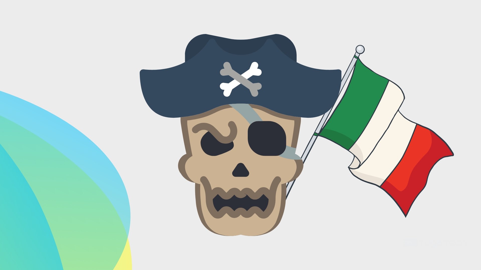 bandeira de itália proxima de caveira de pirataria