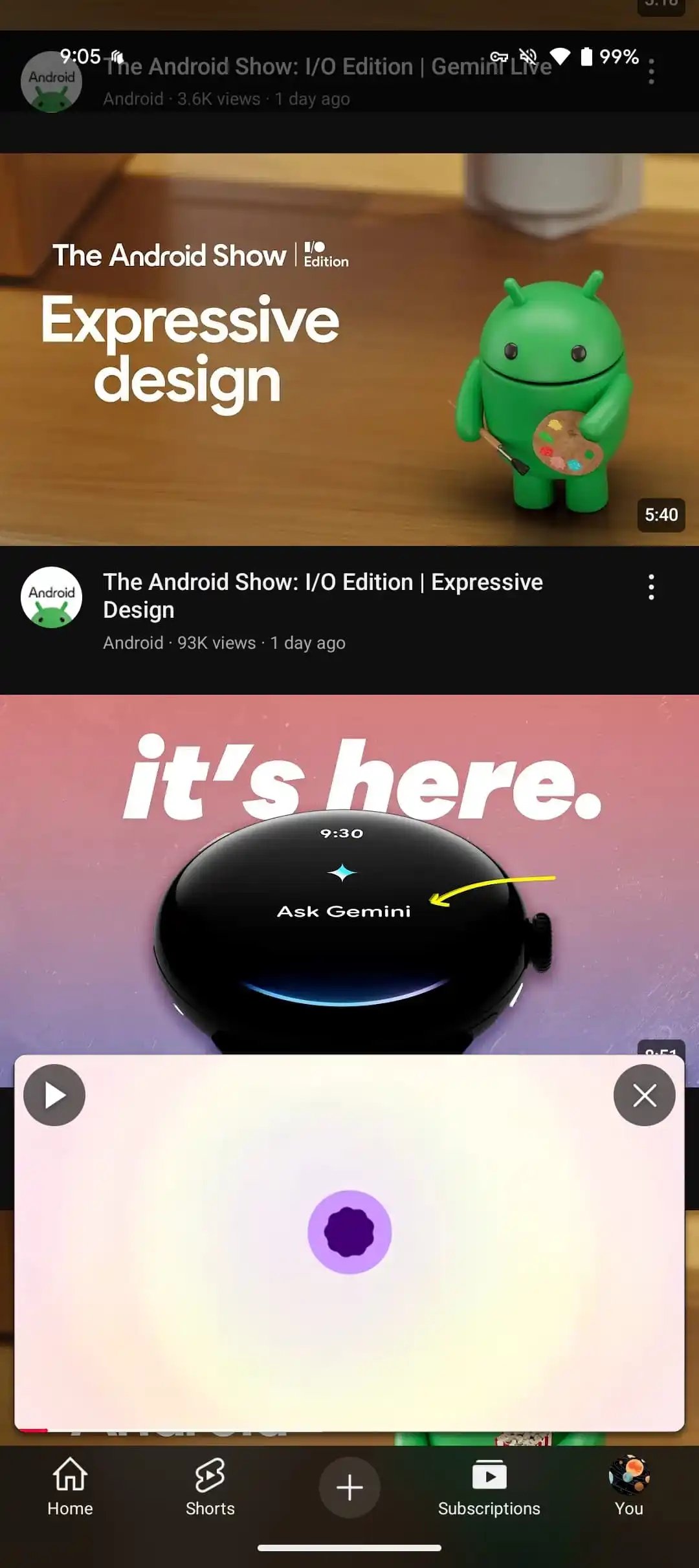 novo miniplayer youtube