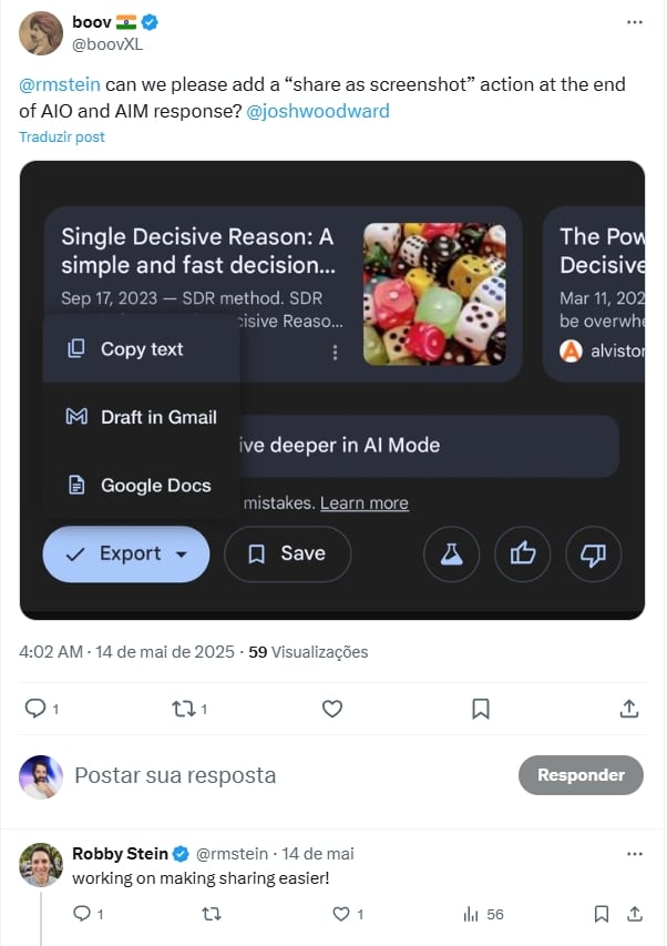 confirmação da funcionalidade de partilha na google