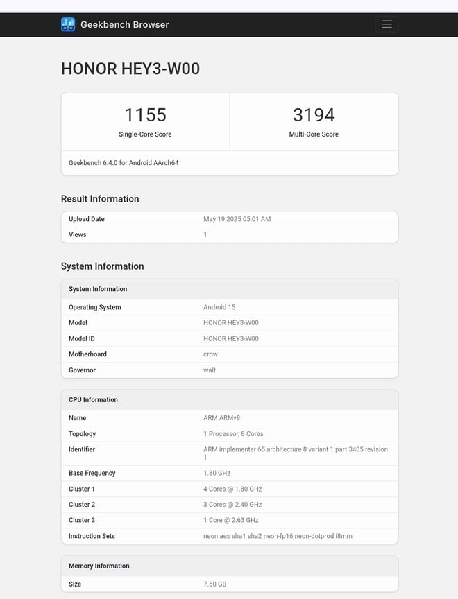 detalhes do teste realizado no benchmark