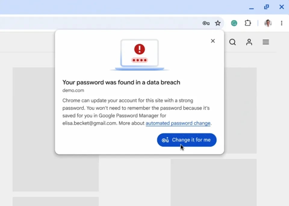 alerta de senhas comprometidas no Chrome