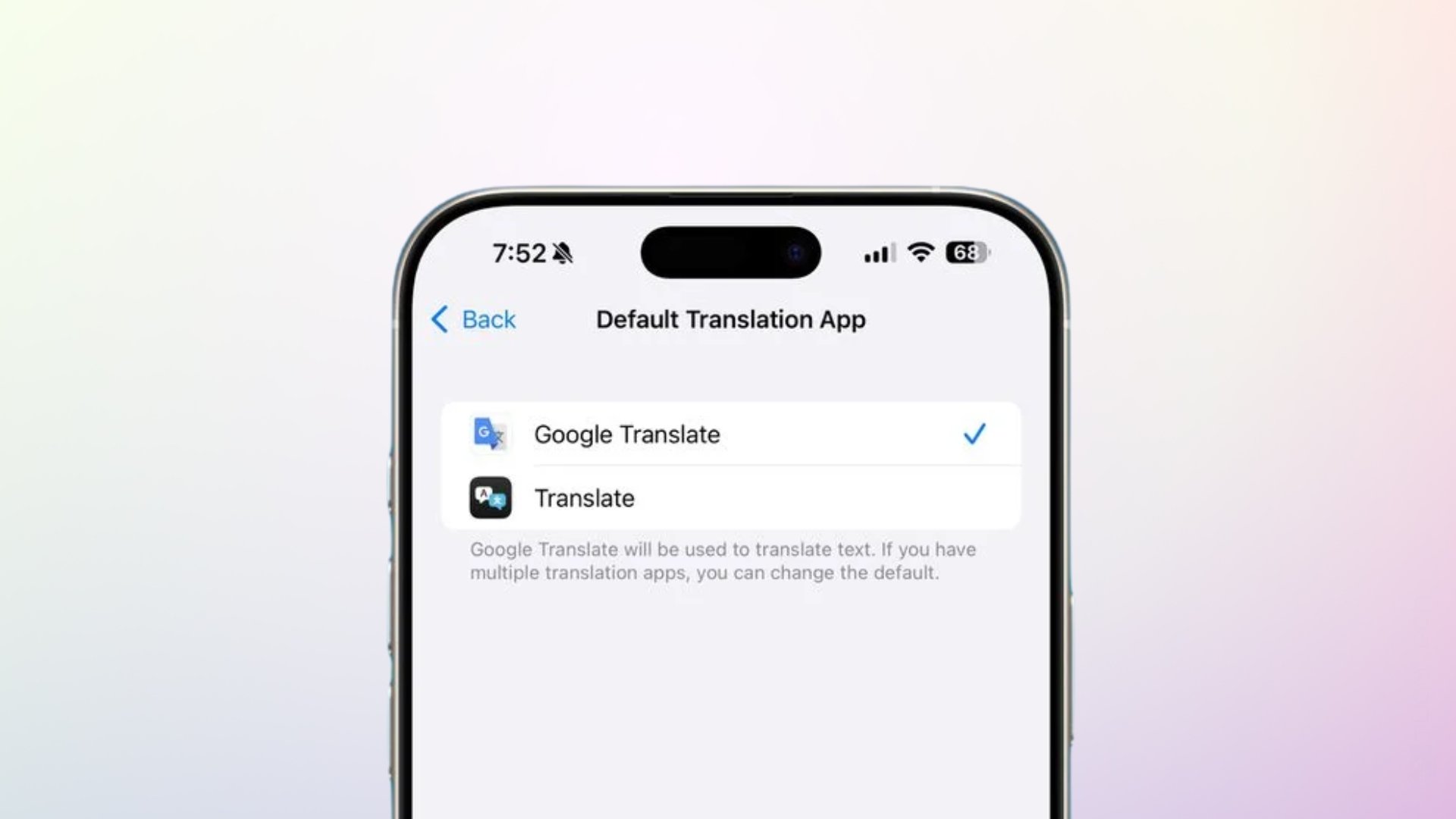 IOS da Apple a permitir alterar a aplicação de tradução do sistema