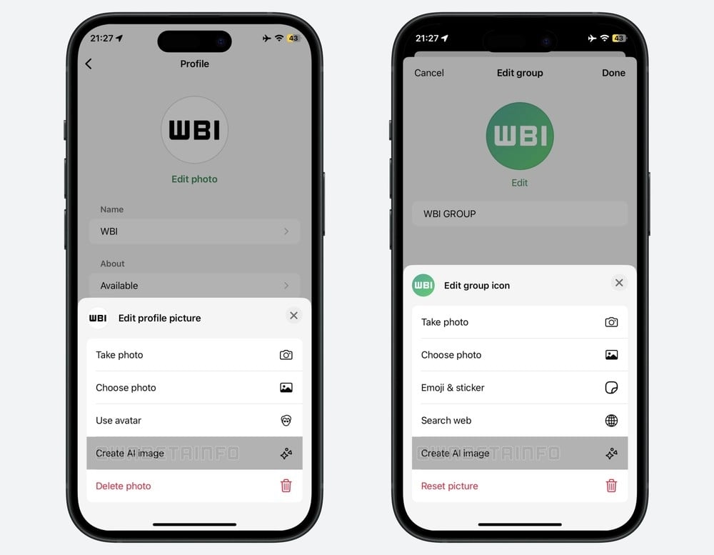 criação de imagens de perfil do WhatsApp com a Meta AI
