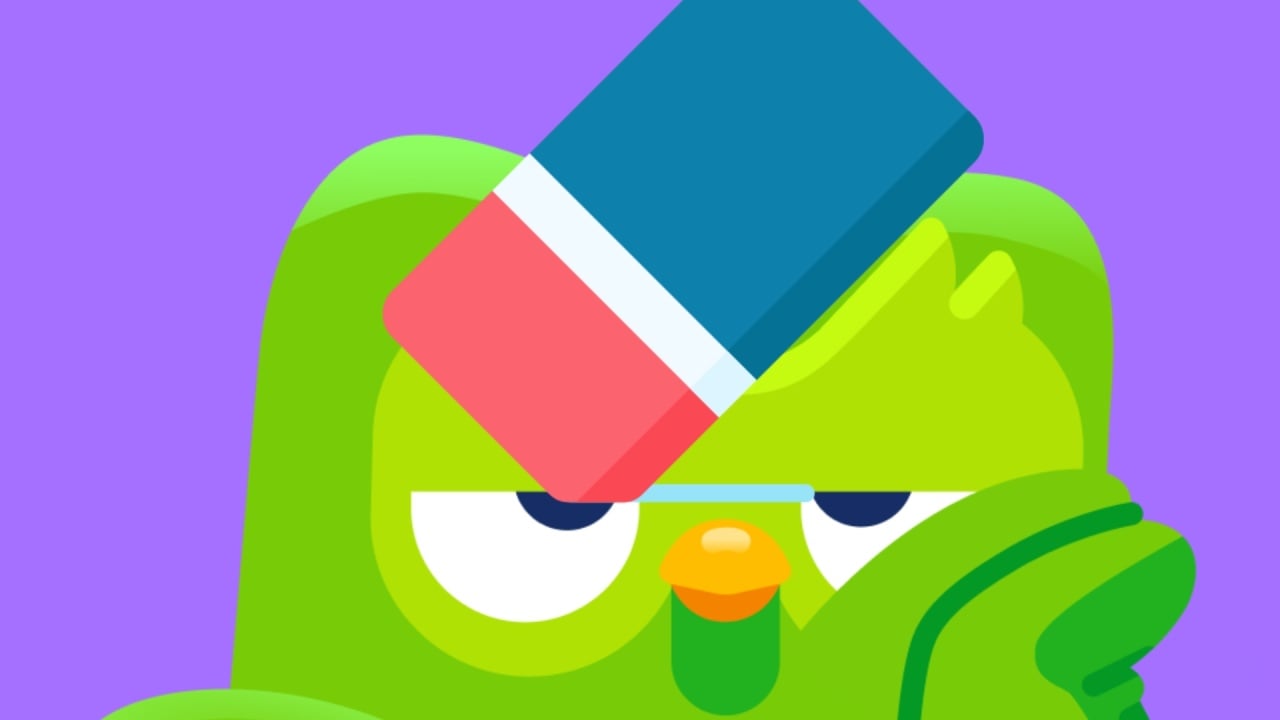Duolingo com borracha a apagar tudo