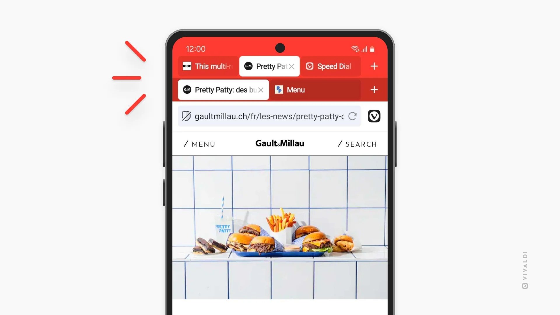 nova interface do Vivaldi para Android