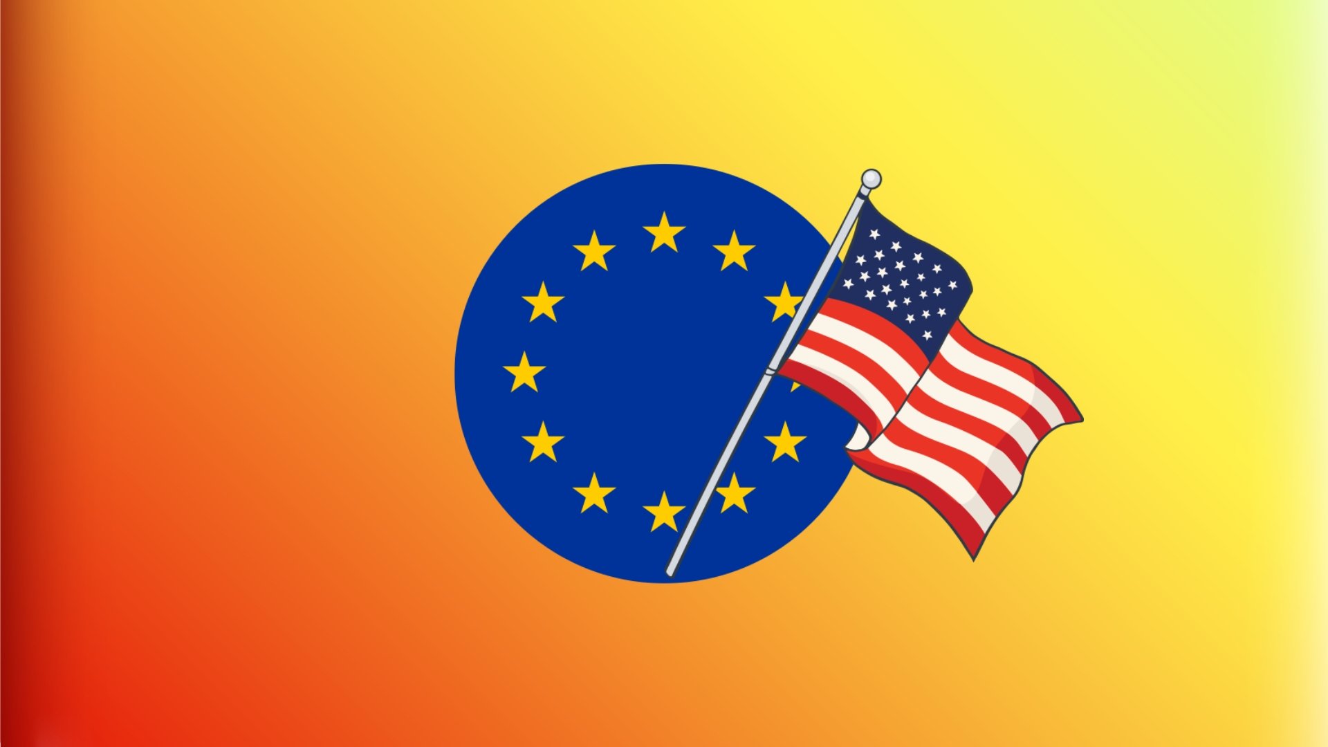 bandeira da União Europeia com bandeira dos EUA