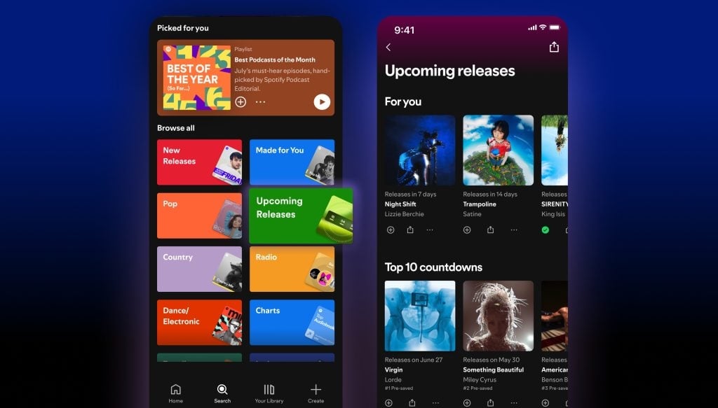 Spotify com nova contagem decrescente para músicas