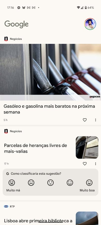 imagem do novo discovery da Google