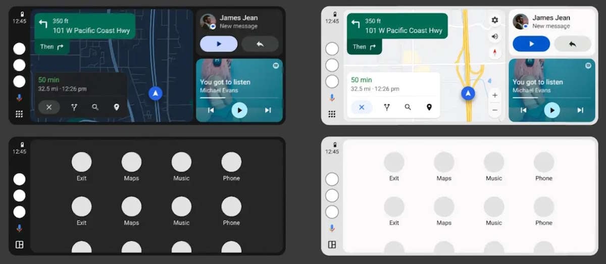 modos claros e escuros do Android Auto