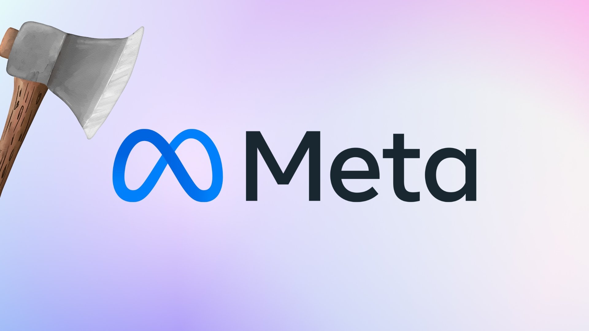 Logo da Meta com um machado em cima
