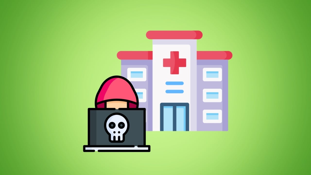 Hacker com um fundo de um hospital