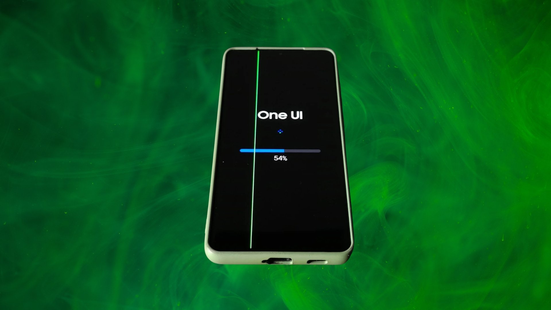 OneUI com linha verde no ecrã