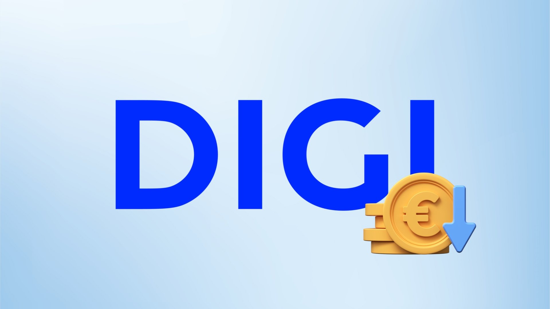 Logo da DIGI com moedas de euro em queda