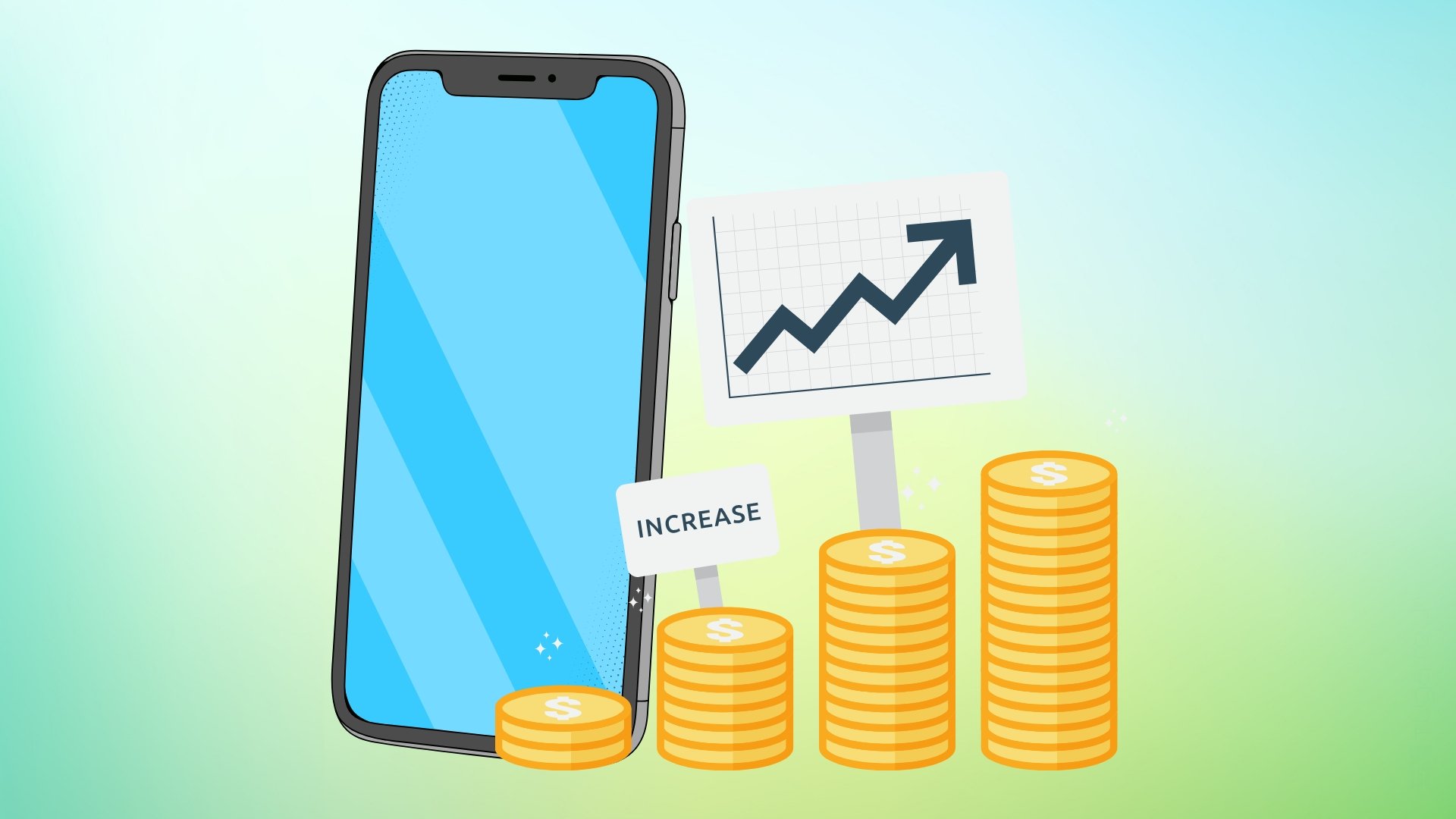 Smartphone com moedas a indicar que o preço vai aumentar