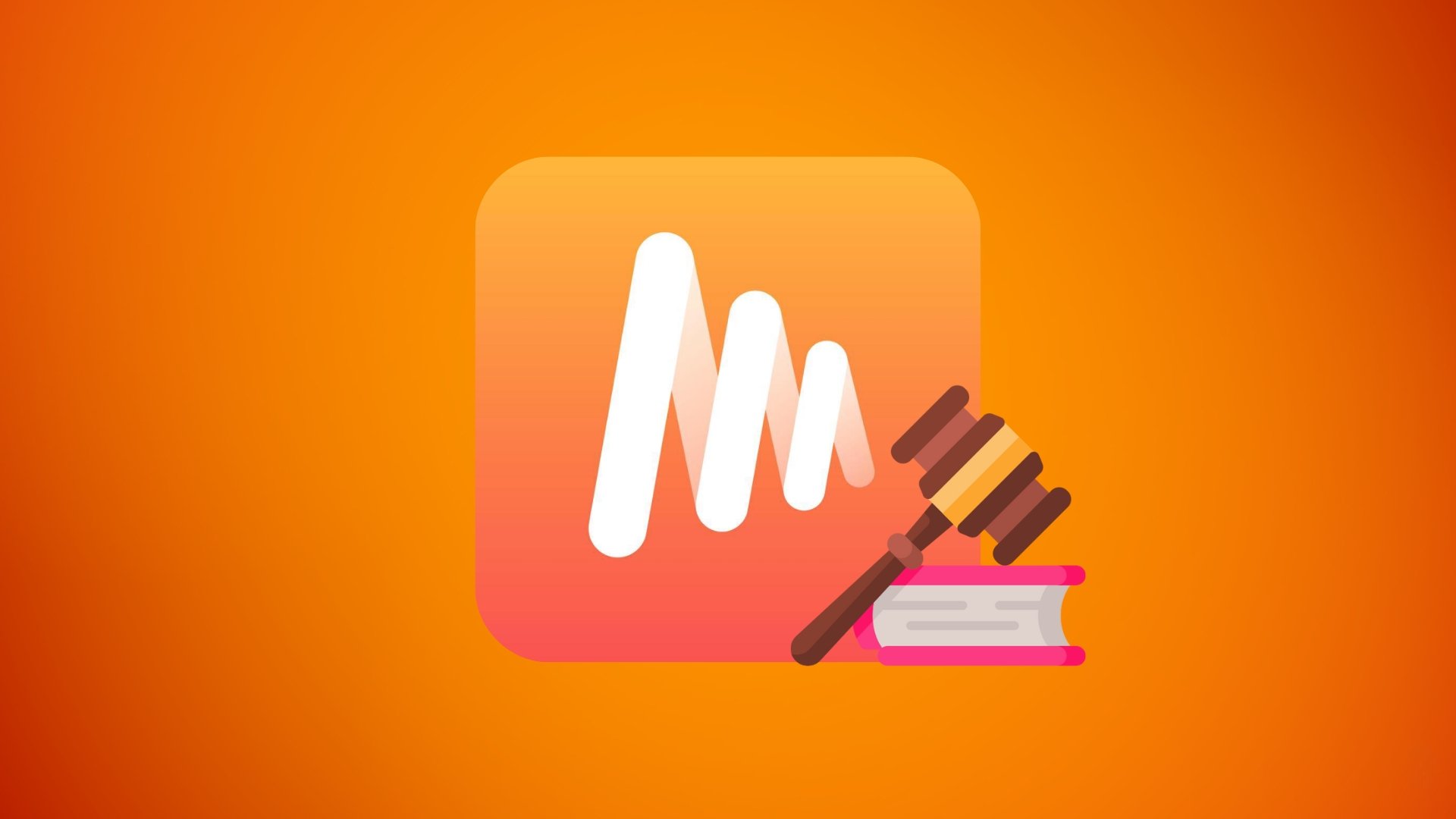 Logo da aplicação Musi com imagem de martelo de justiça