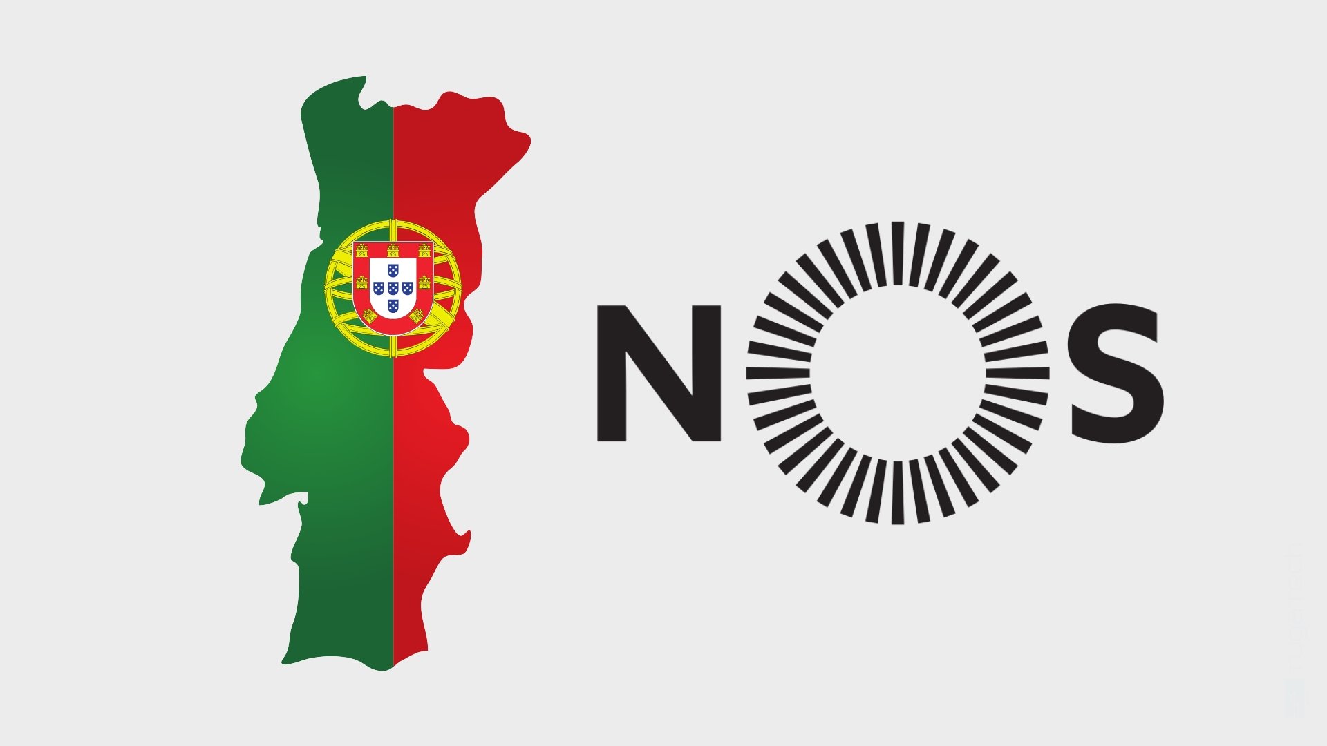 Logo da NOS com mapa de Portugal e bandeira nacional