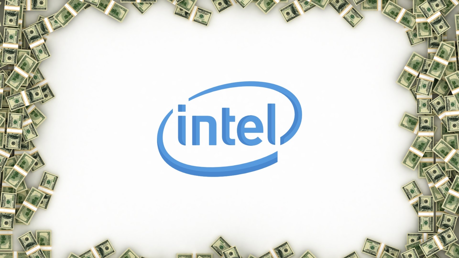 Logo da Intel junto de dinheiro
