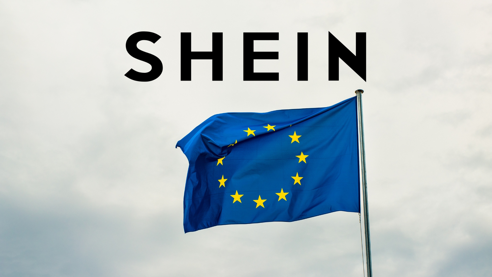 logo da Shein com bandeira da União Europeia