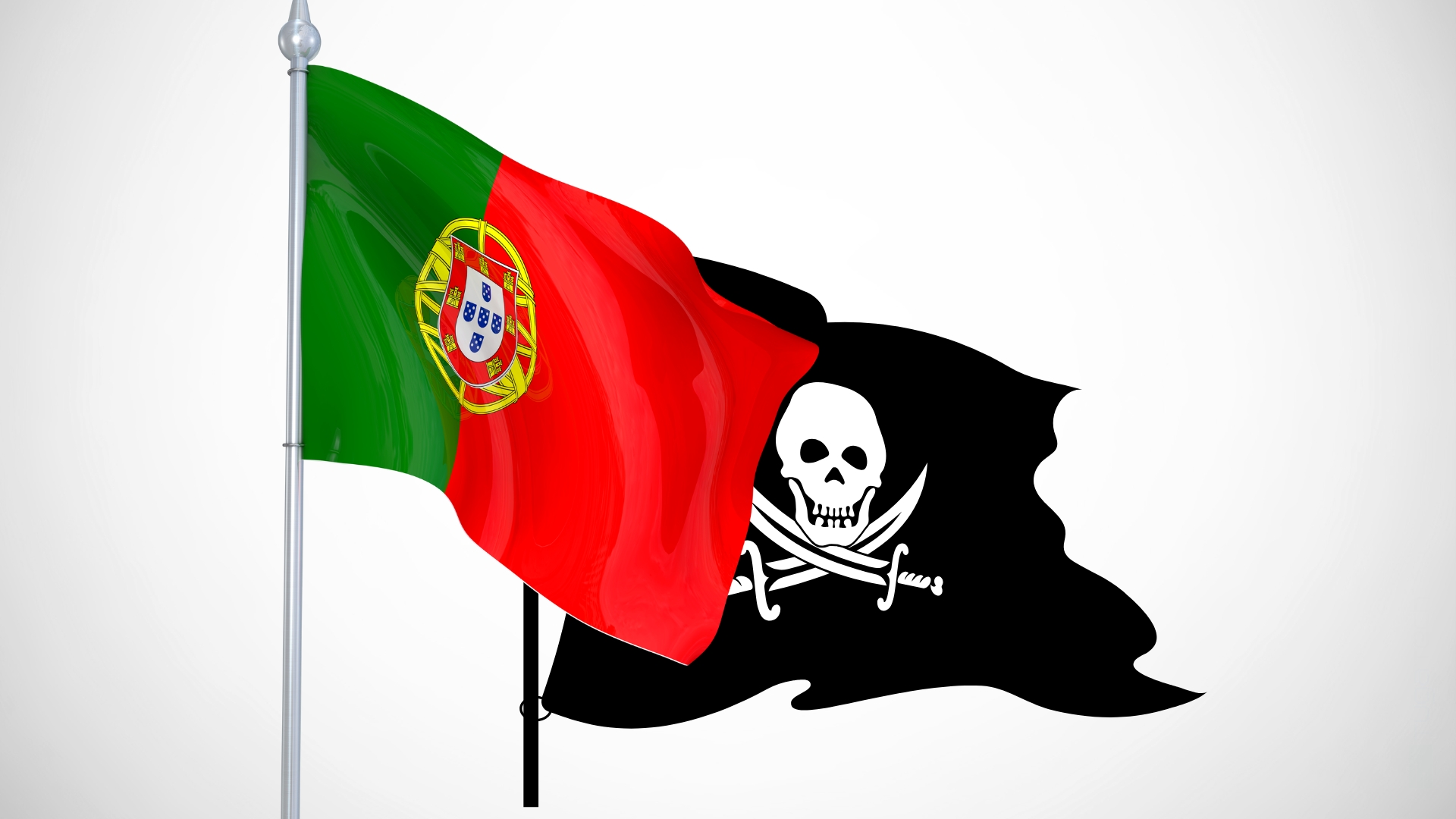 Bandeira de Portugal com bandeira de pirataria