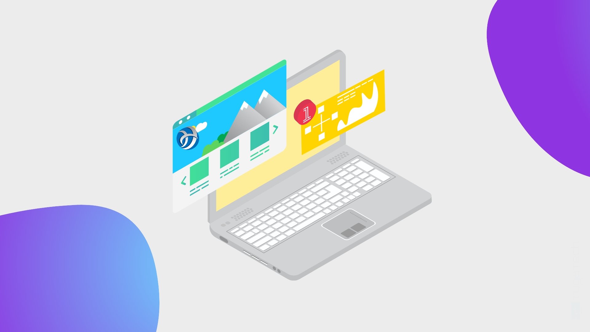 Computador com website aberto em construção