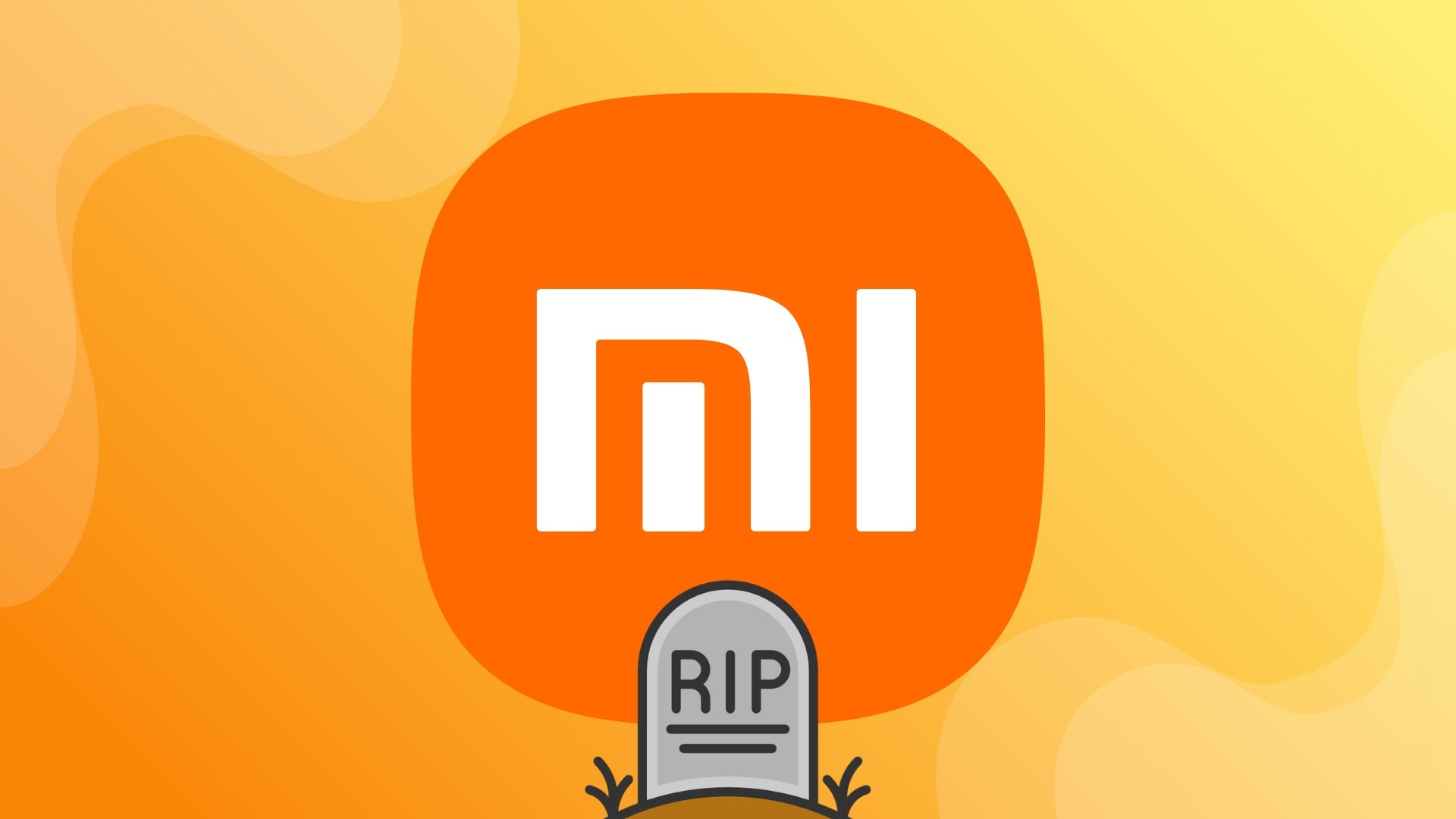 Logo da Xiaomi com sinal de RIP para atualizações