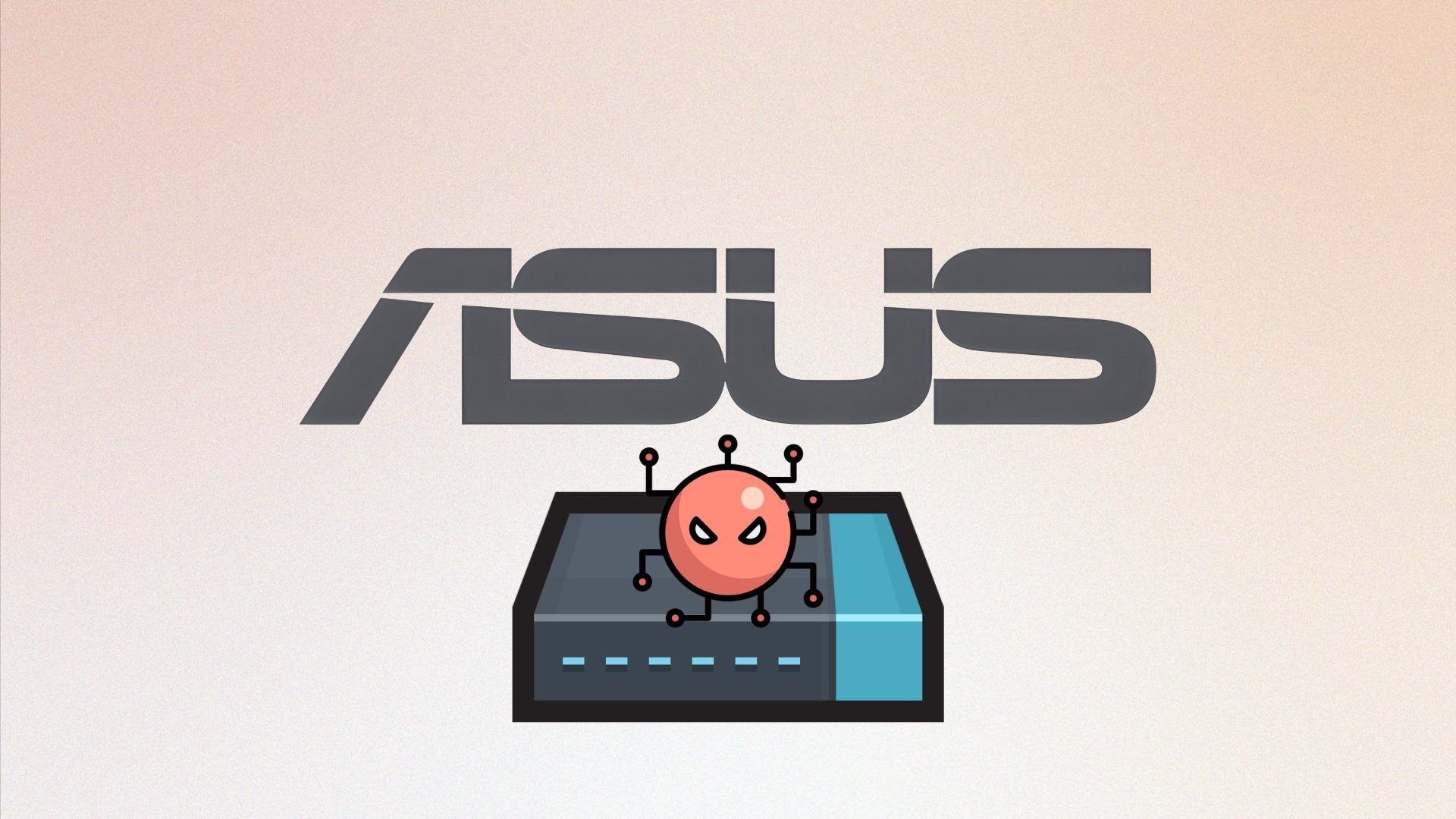 Logo da Asus com router e malware em cima dele