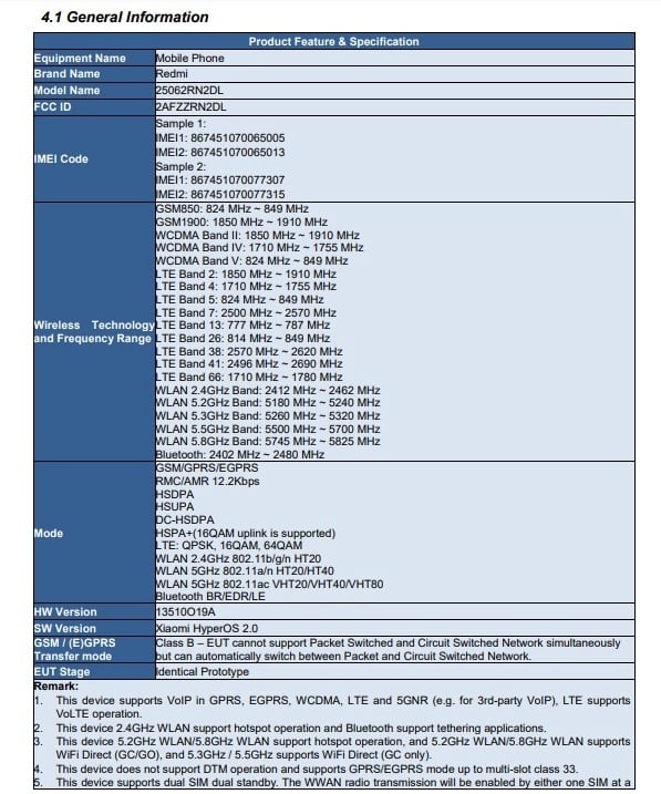 detalhes sobre o dispositivo mistério da Redmi