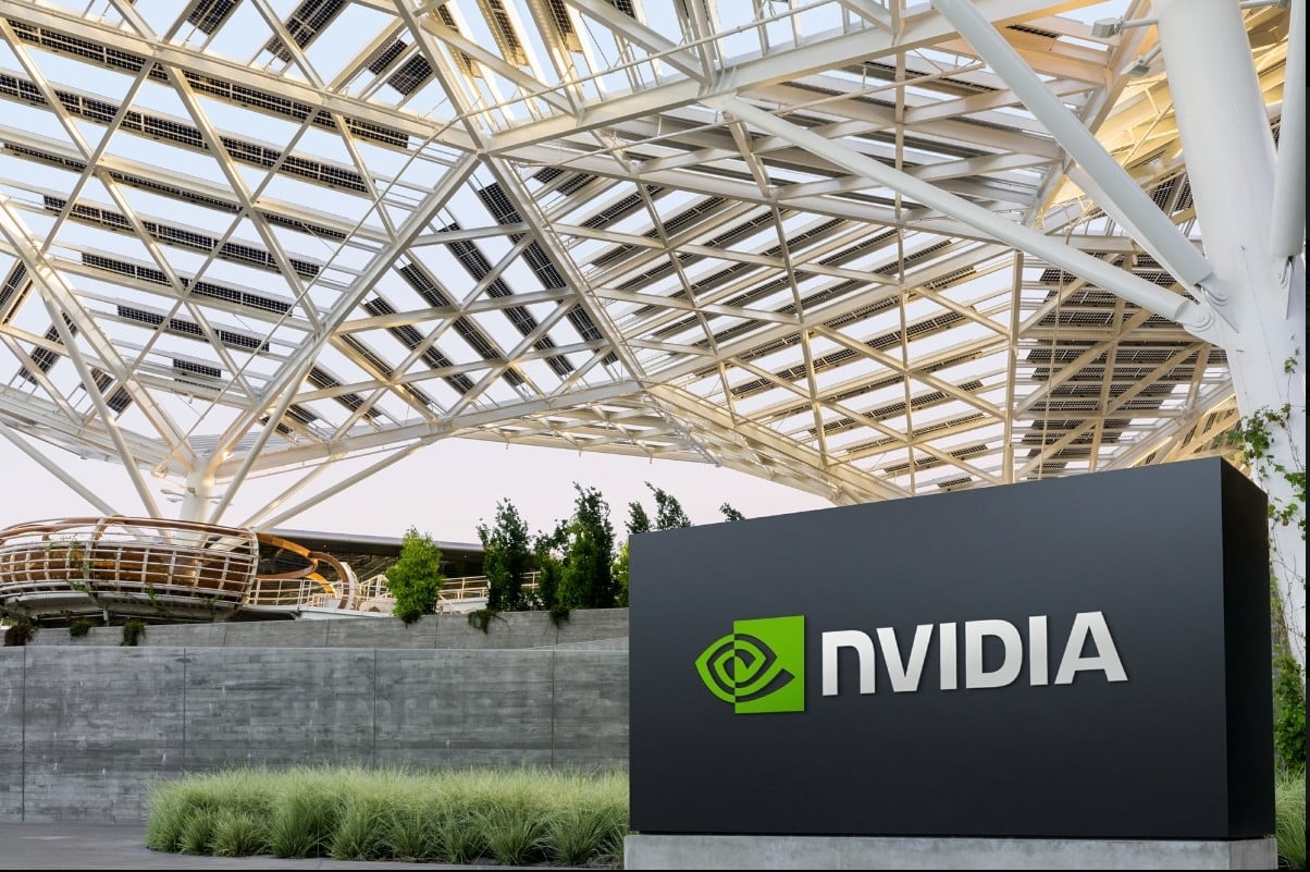 Logo da Nvidia em sede da empresa