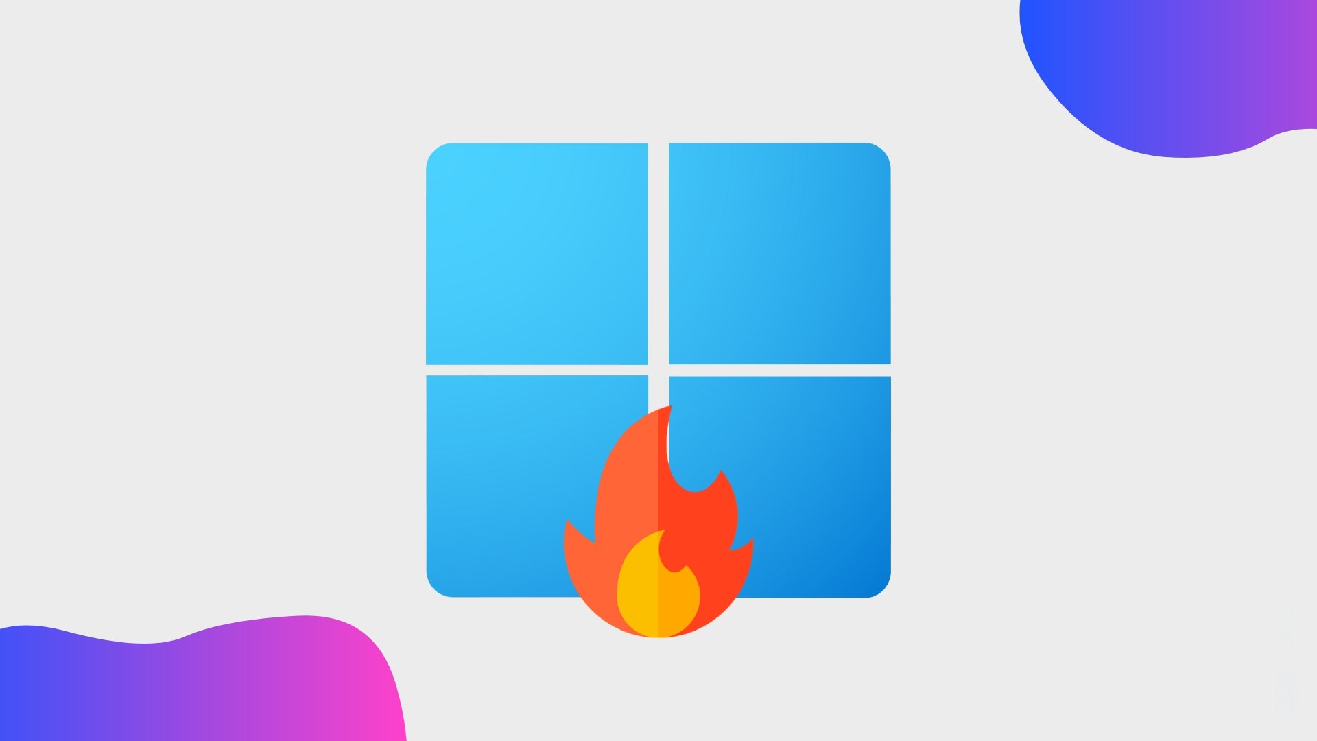 Windows 11 logo com chama quente