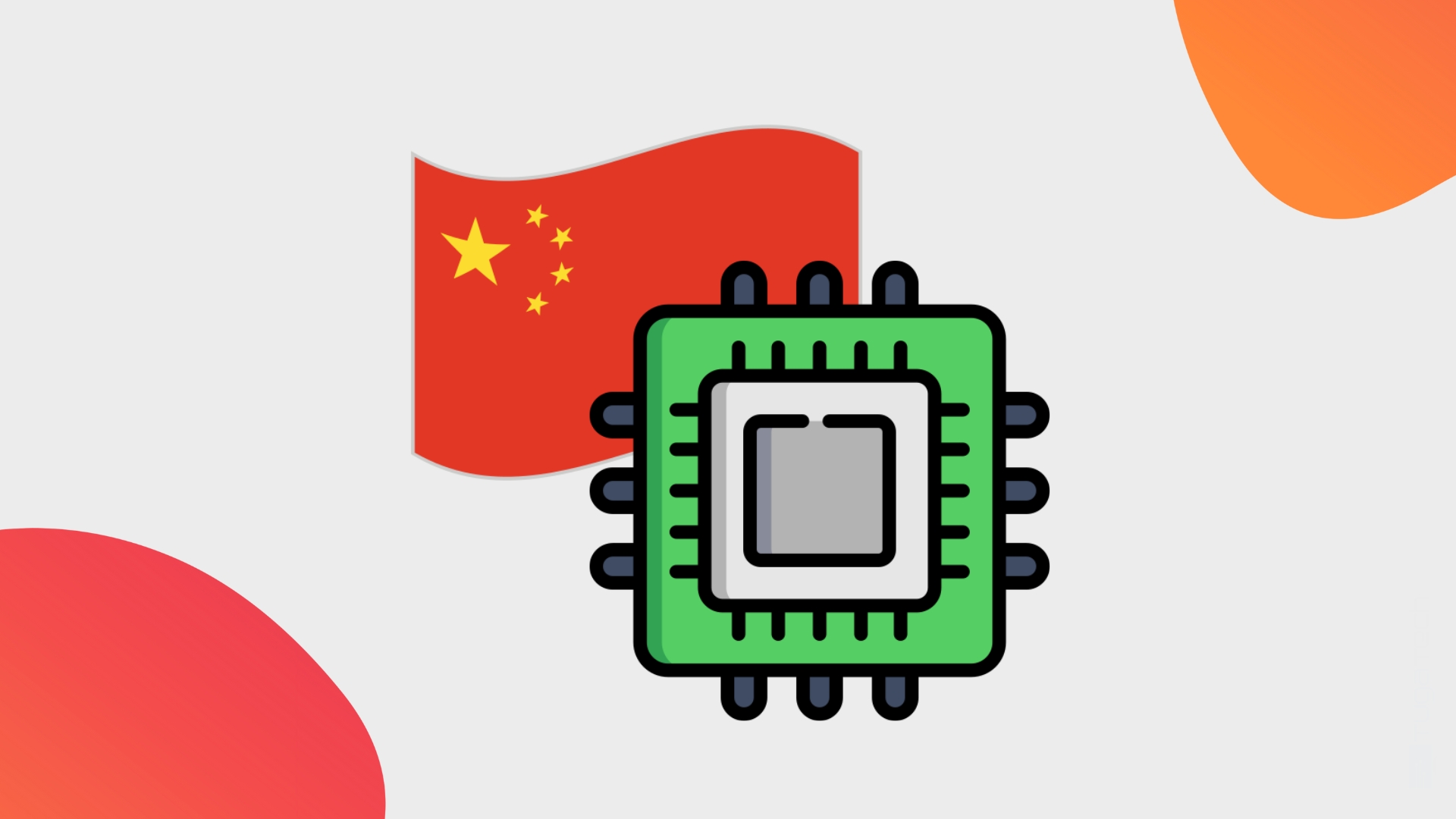 processador sob uma bandeira da China