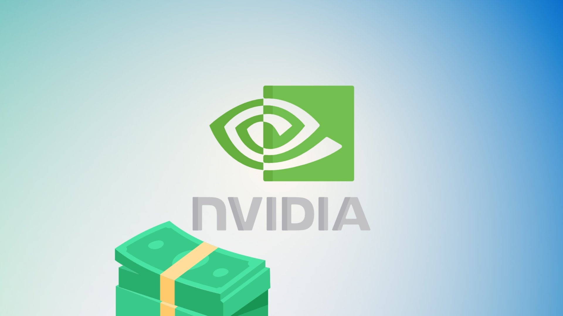 Logo da Nvidia com dinheiro ao lado