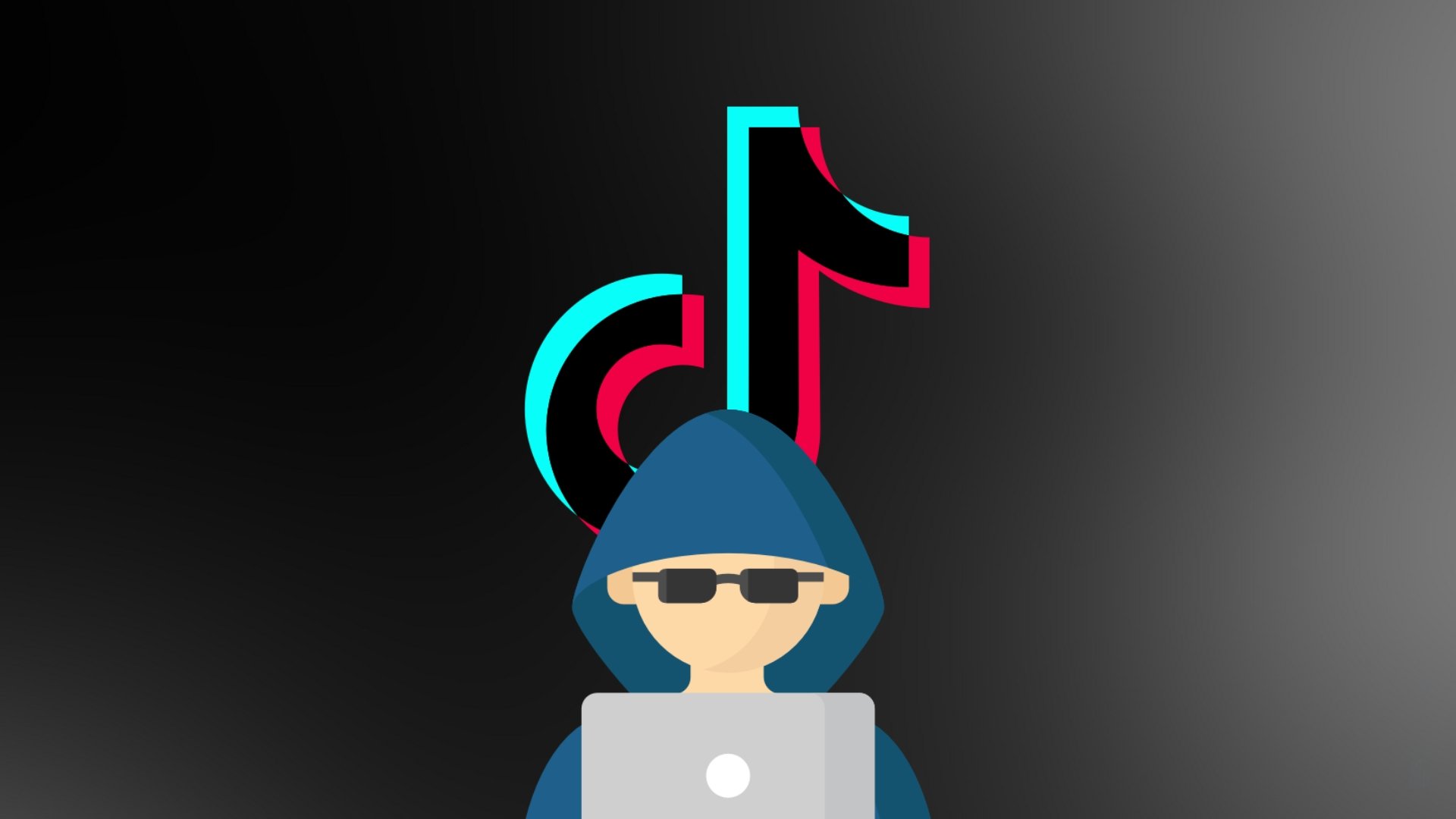 Hacker em frente de logo do TikTok