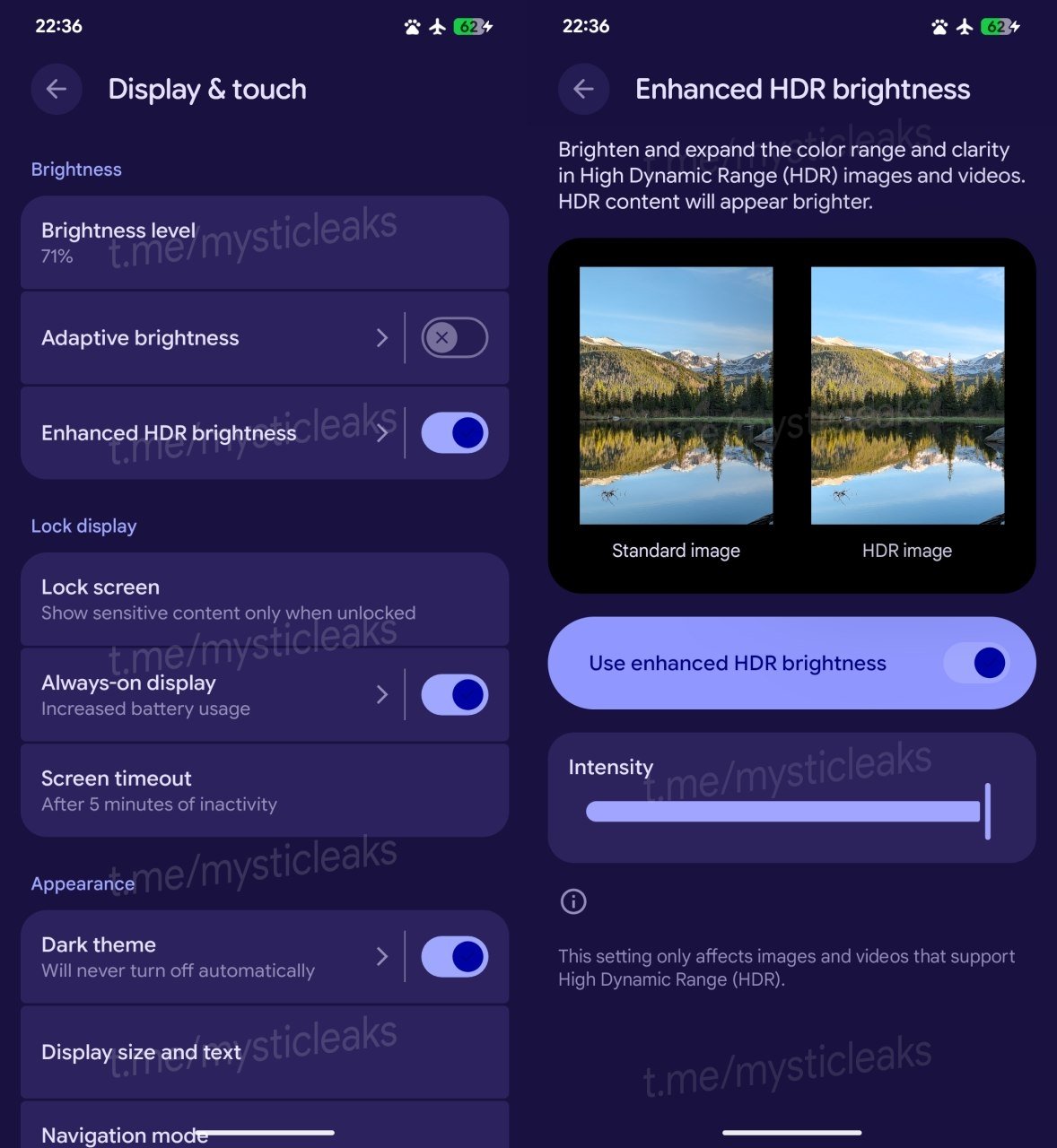 detalhes das novas configurações de brilho para conteúdos HDR no Android 16
