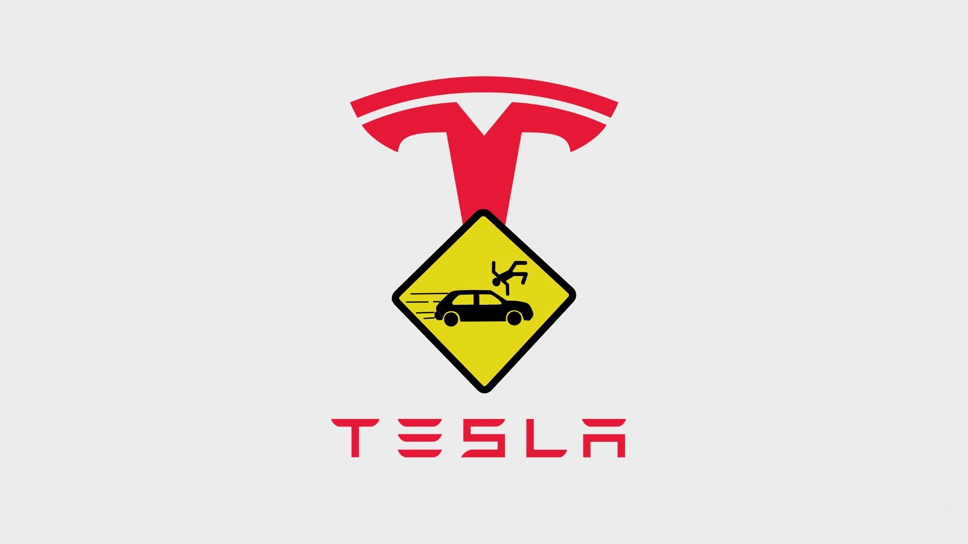 Tesla com sinal de acidente