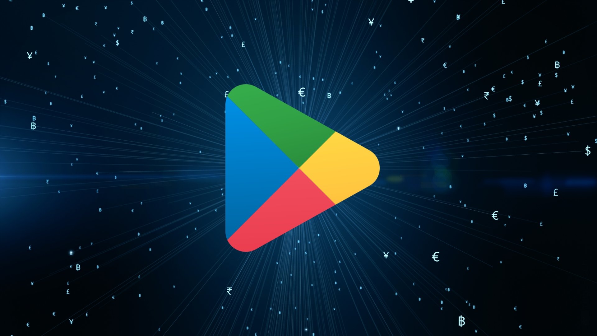 Google Play Store com imagem de fundo digital