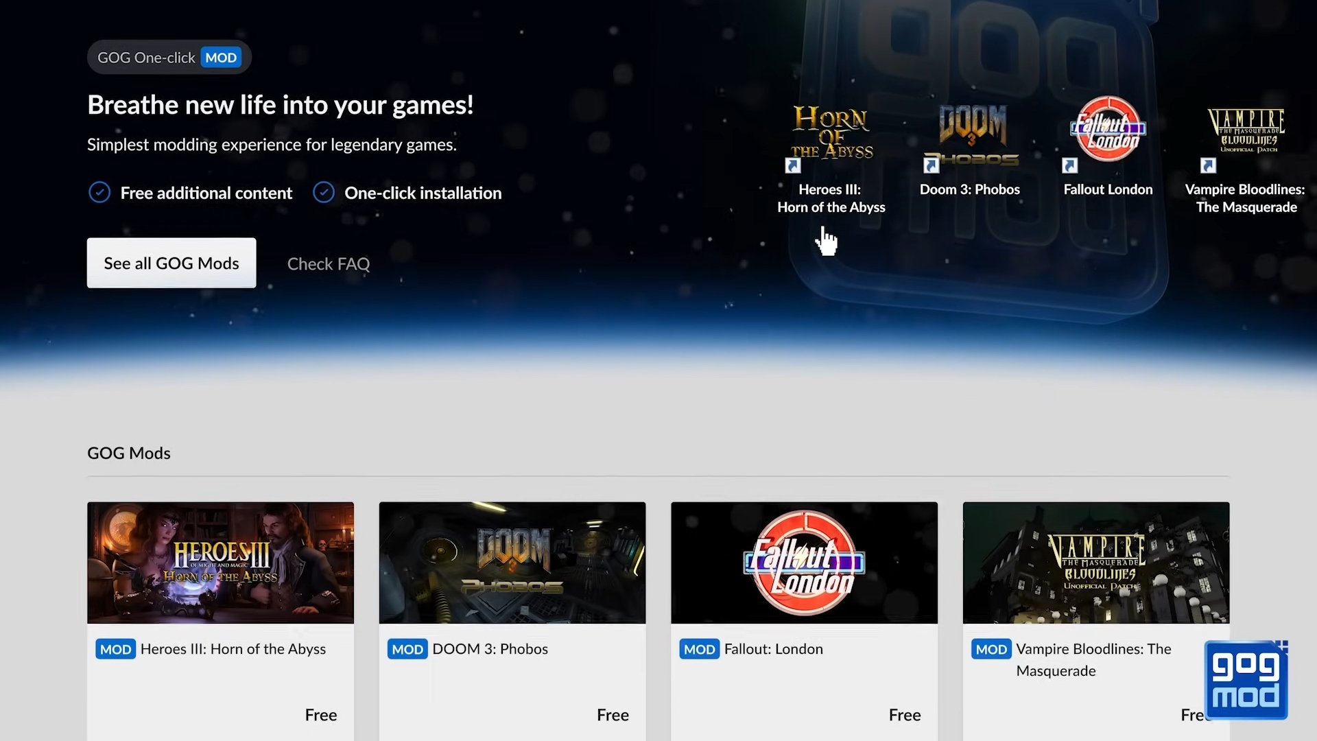 GOG Mods rápida instalação
