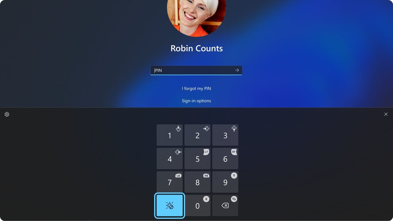detalhes do novo menu de PIN no Windows
