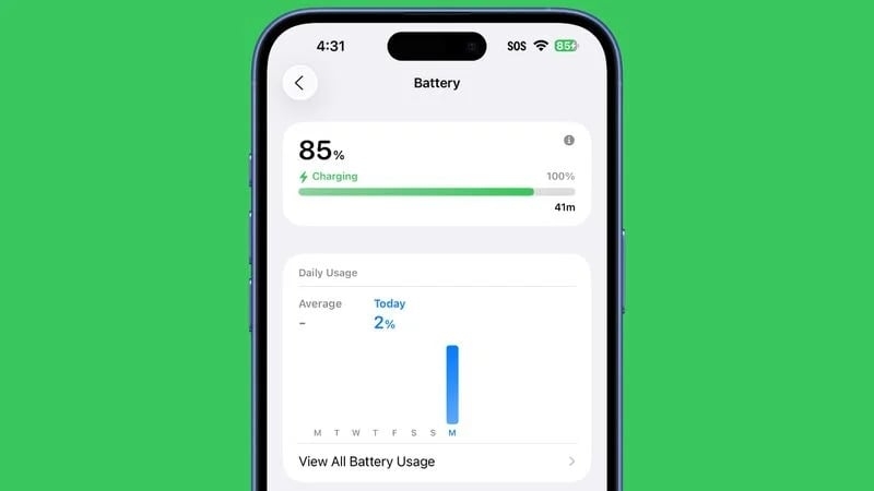 Apple IOS 26 com tempo restante para carregamento